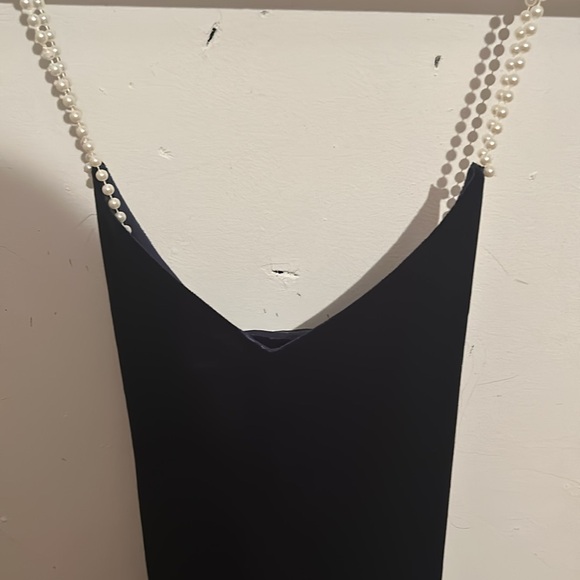 NWT, Sam Edelman Size 8, Blue Velvet dress with beaded straps - Picture 6 of 6